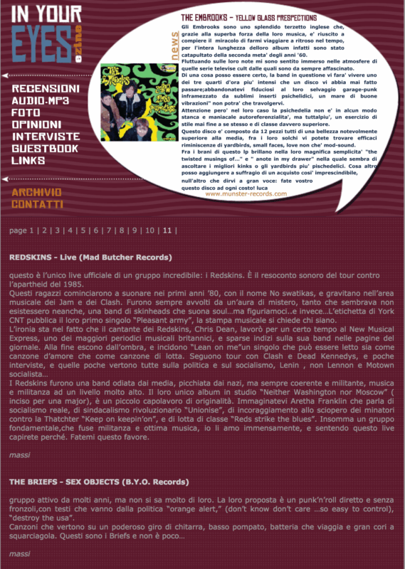 La Nostra Storia In Your Eyes Ezine Recensioni Reviews 1 Copertina Anno 2005